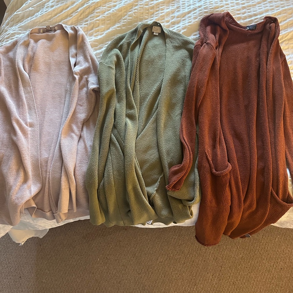 Urban Outfitters Cardigan Trio - Beige, Green, Rust